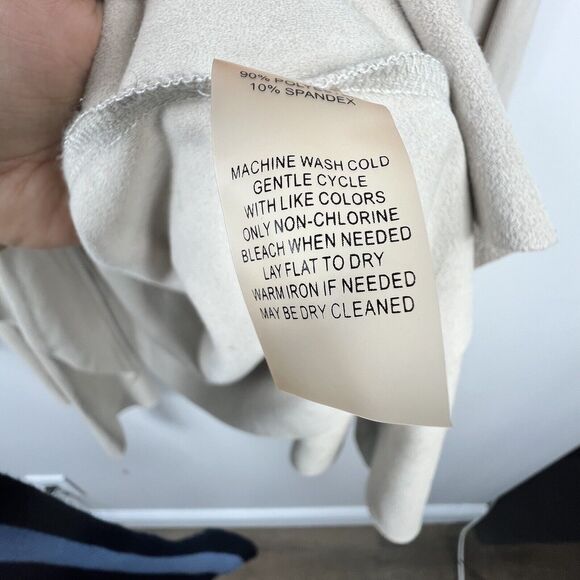 Soft Surroundings Beige Tan Faux Suede Open Drape Blazer Jacket Medium - Picture 9 of 10